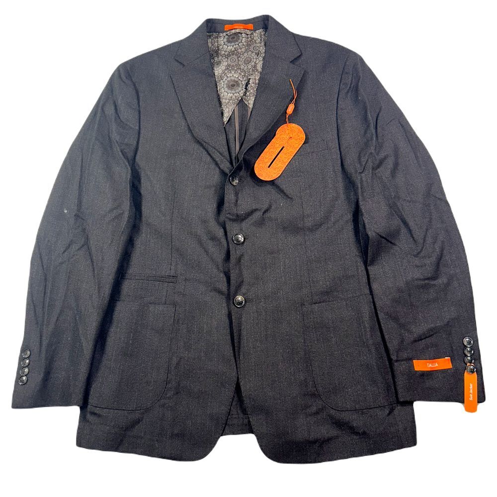 Tallia Slim Fit Wool Blazer Mens 44L 44 Brown Patterned Suit Jacket $425‎ NEW